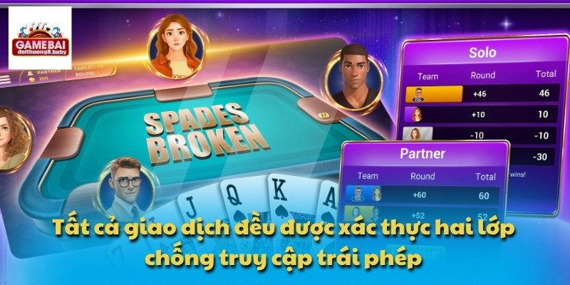 Tất cả giao dịch đều được xác thực hai lớp chống truy cập trái phép